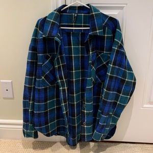 Zara blue green and black plaid shacket